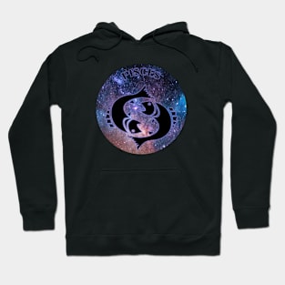 Pisces Astrology Zodiac Sign - Fish - Pisces Astrology Birthday Gifts - Space or Stars and Black and purple glow Hoodie